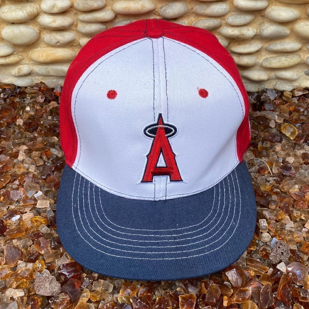 MLB LA Anaheim Angels  Adjustable Baseball Hat Sixth Man USA Flag EUC